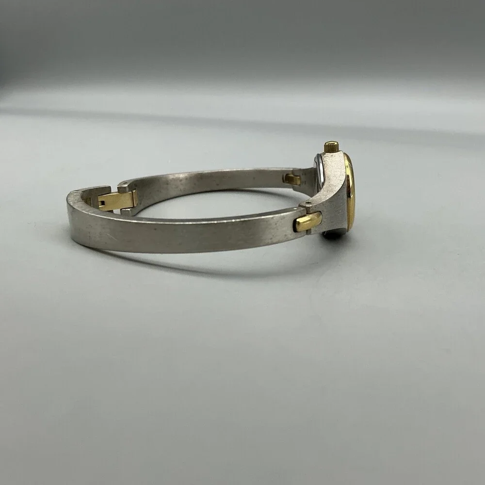 Fossil F2 Womens Watch 17mm Silver Two Tone Bangle ES-9069 New Battery 6.75